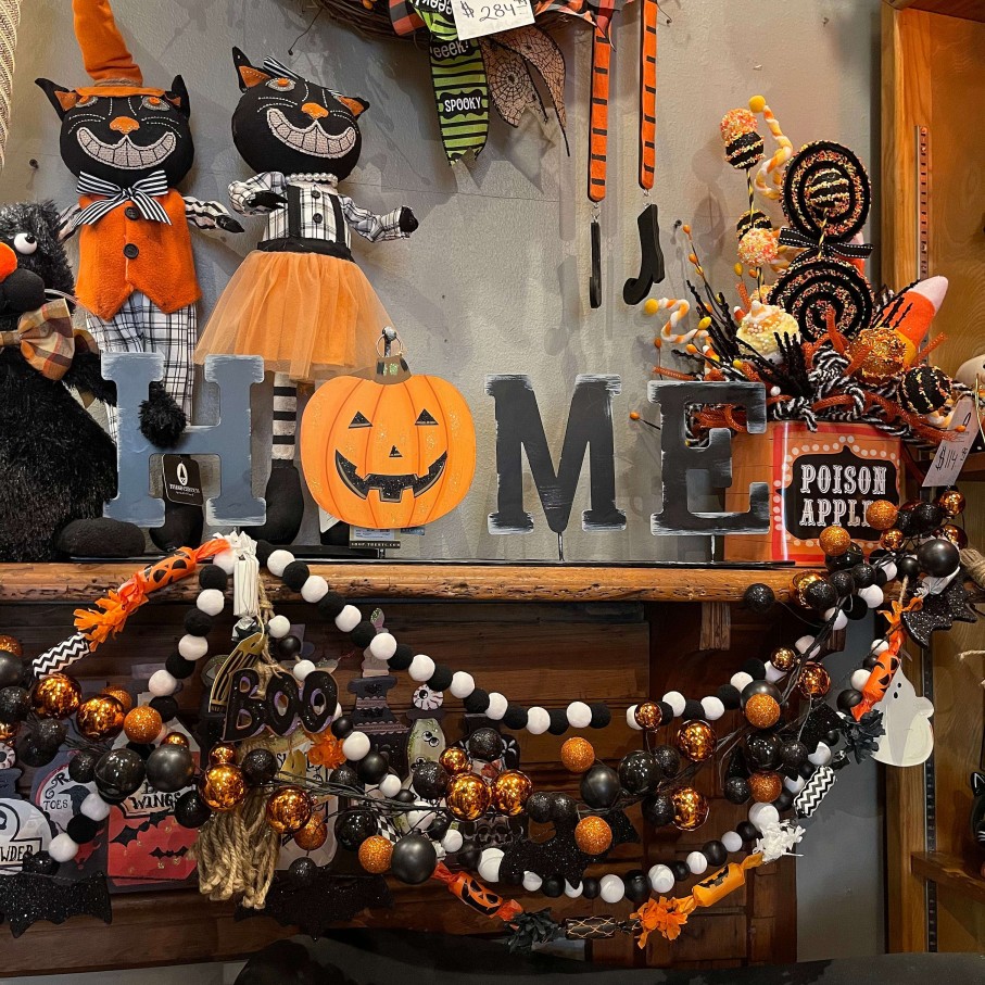 RAZ Garlands | Orange And Black Halloween Ball Garland 6'