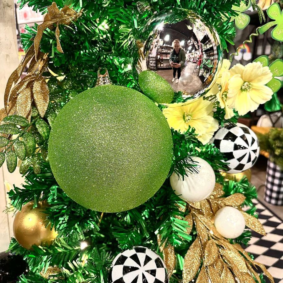 Farrisilk St. Patrick'S Day | Lime Green Glitter Ball Ornament, 8"