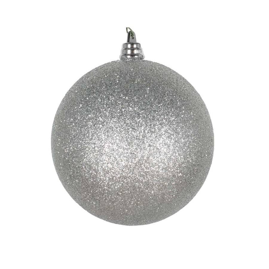 Farrisilk Winter | Silver Glitter Ball Ornament, 6"