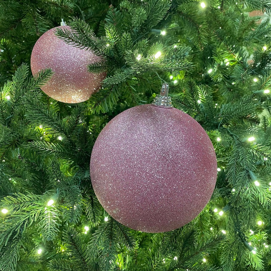 Farrisilk Ball Ornaments | Dusty Rose Glitter Ornament, 8"