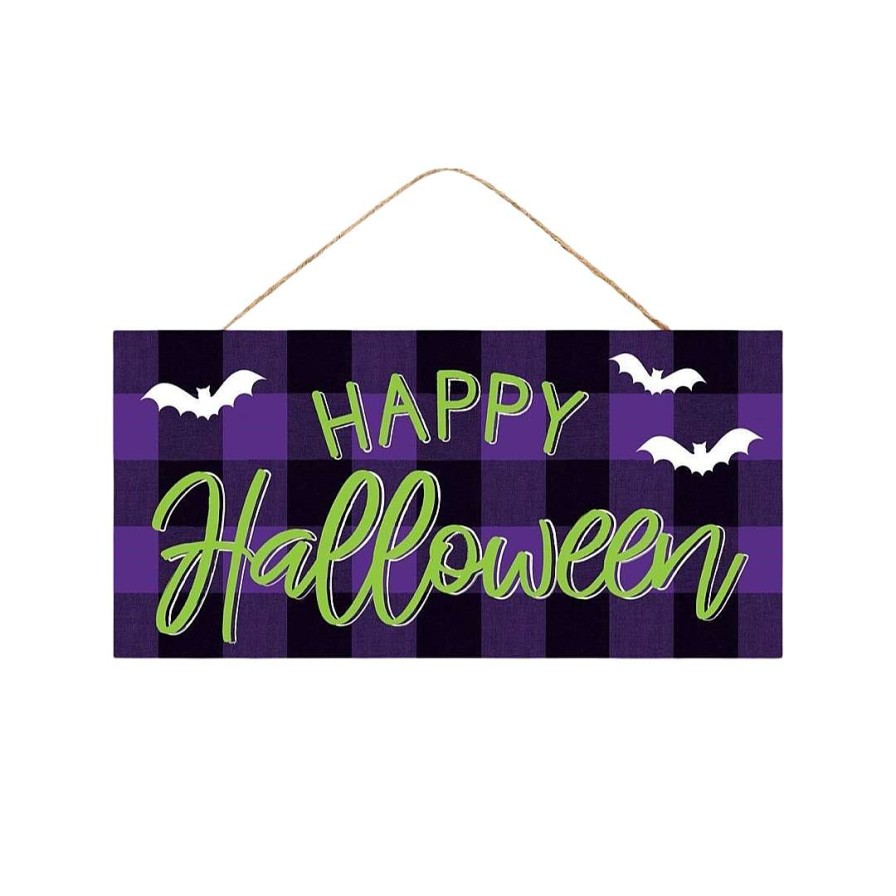 Craig Bachman Signs | Purple Check Happy Halloween Sign