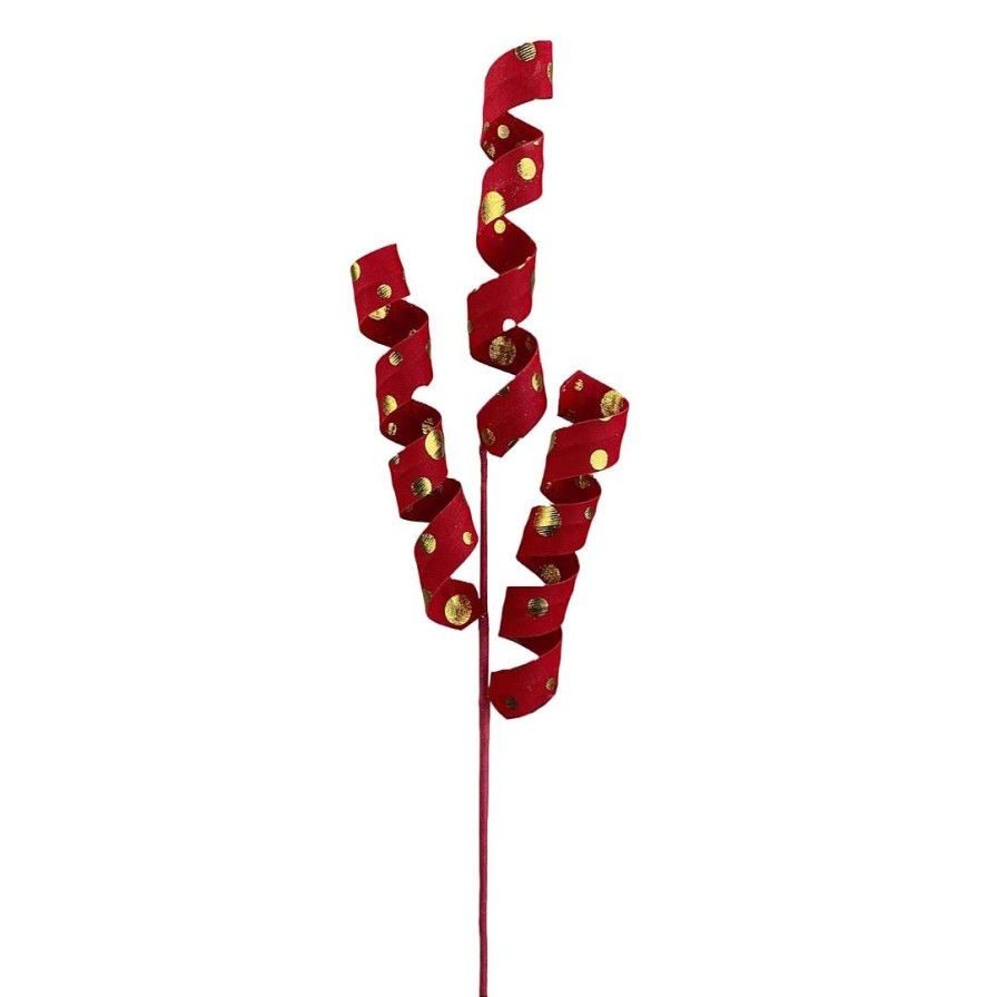 Liberty Floral Floral | Red And Gold Polka Dot Curly Spray