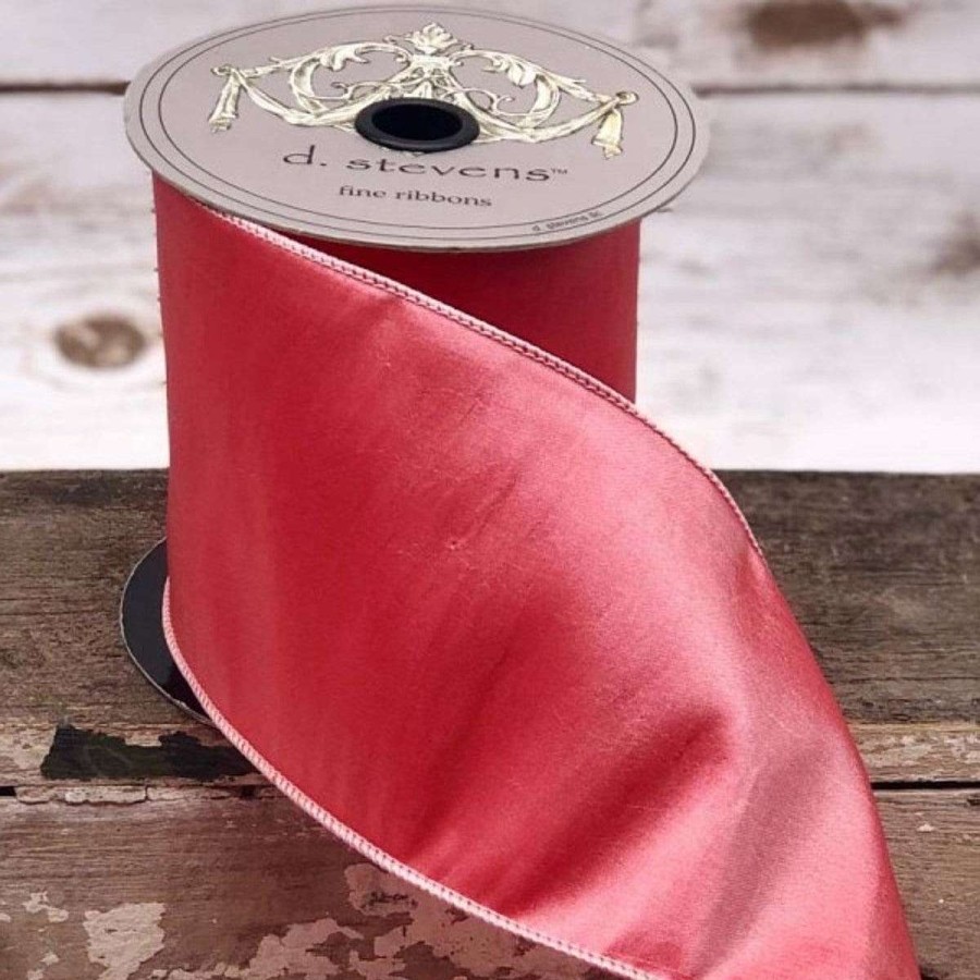 D. Stevens Spring Ribbon | Taffeta Pink Coral Ribbon, 2.5" X 25Yd