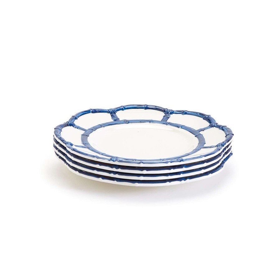 Two's Company Spring | Blue Bamboo Touch Salad Plate, Set Of 4