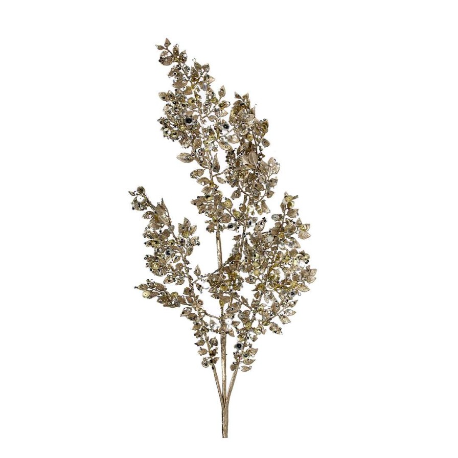 Regency Floral | Champagne Metallic Leaves Spray