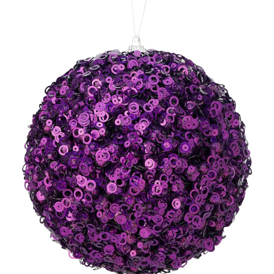 Regency Mardi Gras | Purple Glamour Sequin Ball Ornament, 4.5"