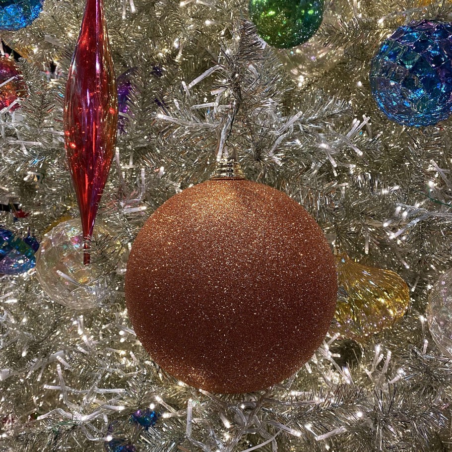 Farrisilk Ball Ornaments | Copper Glitter Ball Ornament, 8"