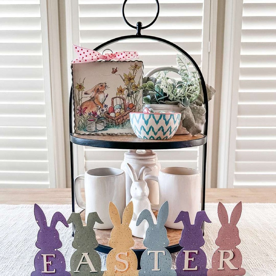 The Round Top Collection Home Accents | Vintage Pastel Bunny Centerpiece