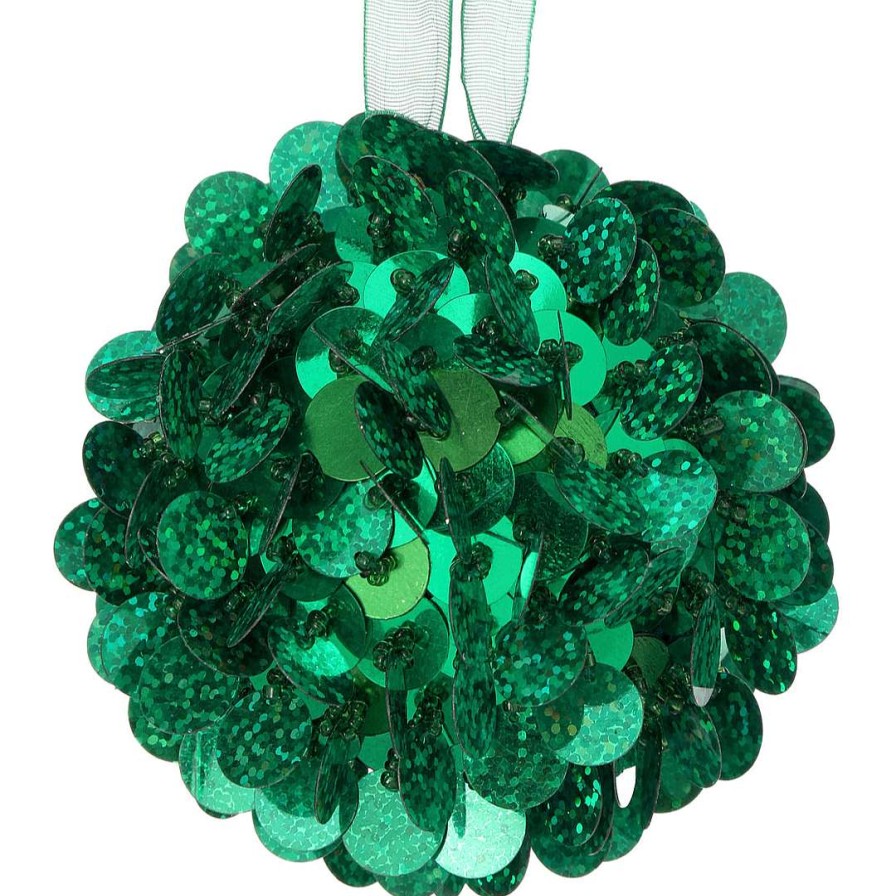 Regency St. Patrick'S Day | Green Sequin Retro Ball Ornament