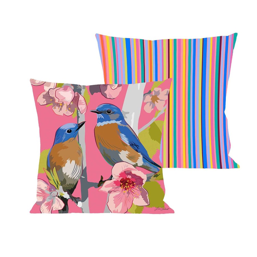 Evergreen Pillows | Birdies On Cherry Blossoms Pillow Cover