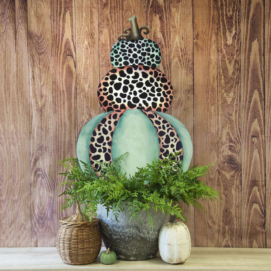 The Round Top Collection Pot Stakes | Mint & Leopard Pumpkin Stack