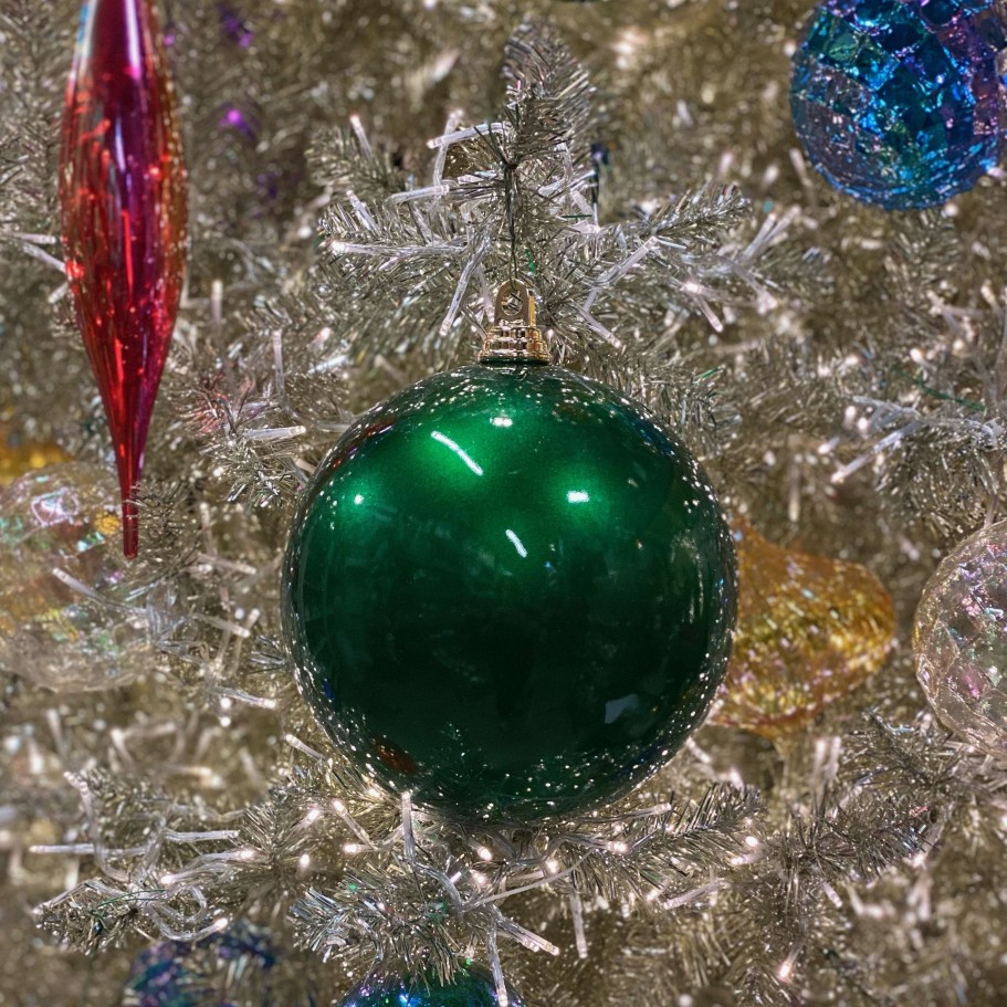 Farrisilk Mardi Gras | Emerald Green Shiny Ball Ornament, 6"