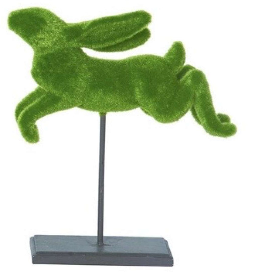 Transpac Figurines | Resin Flocked Jumping Bunny