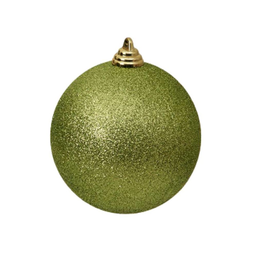 Farrisilk Mardi Gras | Lime Green Glitter Ball Ornament, 6"