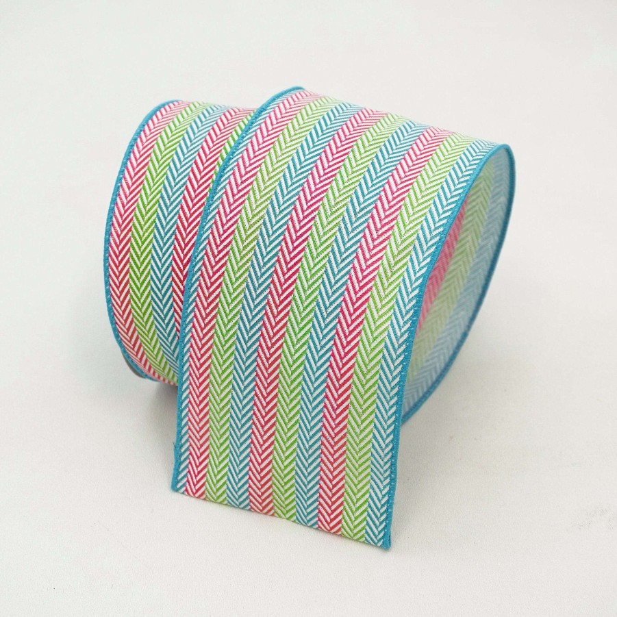 Farrisilk Spring | Herringbone Multicolored Stripes 2.5"X10Yd