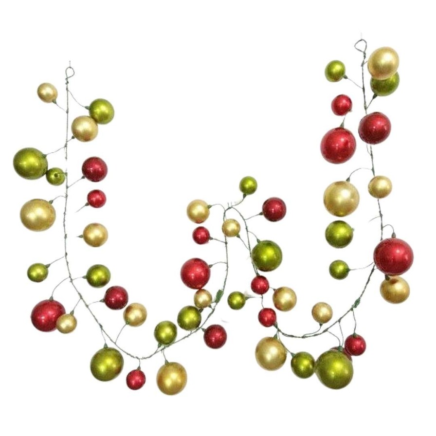 Farrisilk Garlands | Red, Lime, And Gold Ball Garland, 10'