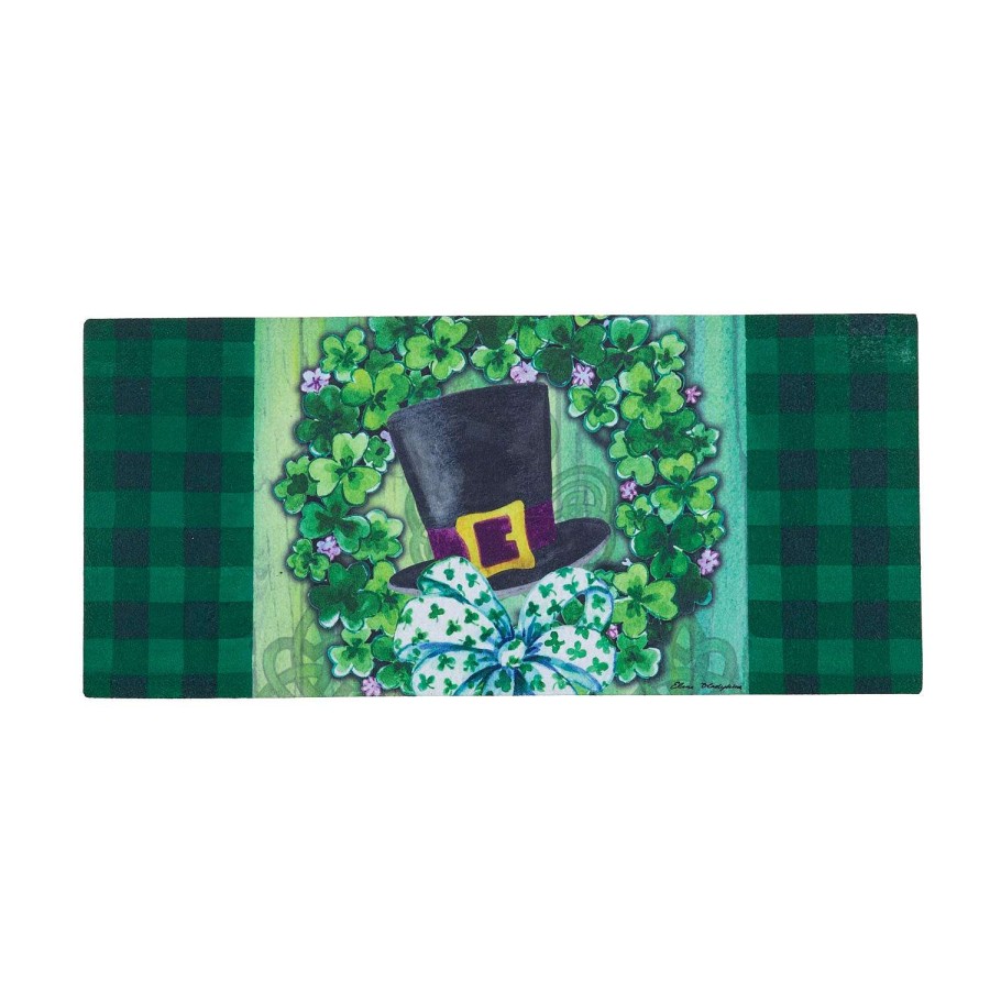 Evergreen St. Patrick'S Day | Saint Patrick'S Lucky Hat Wreath Sassafras Mat Insert