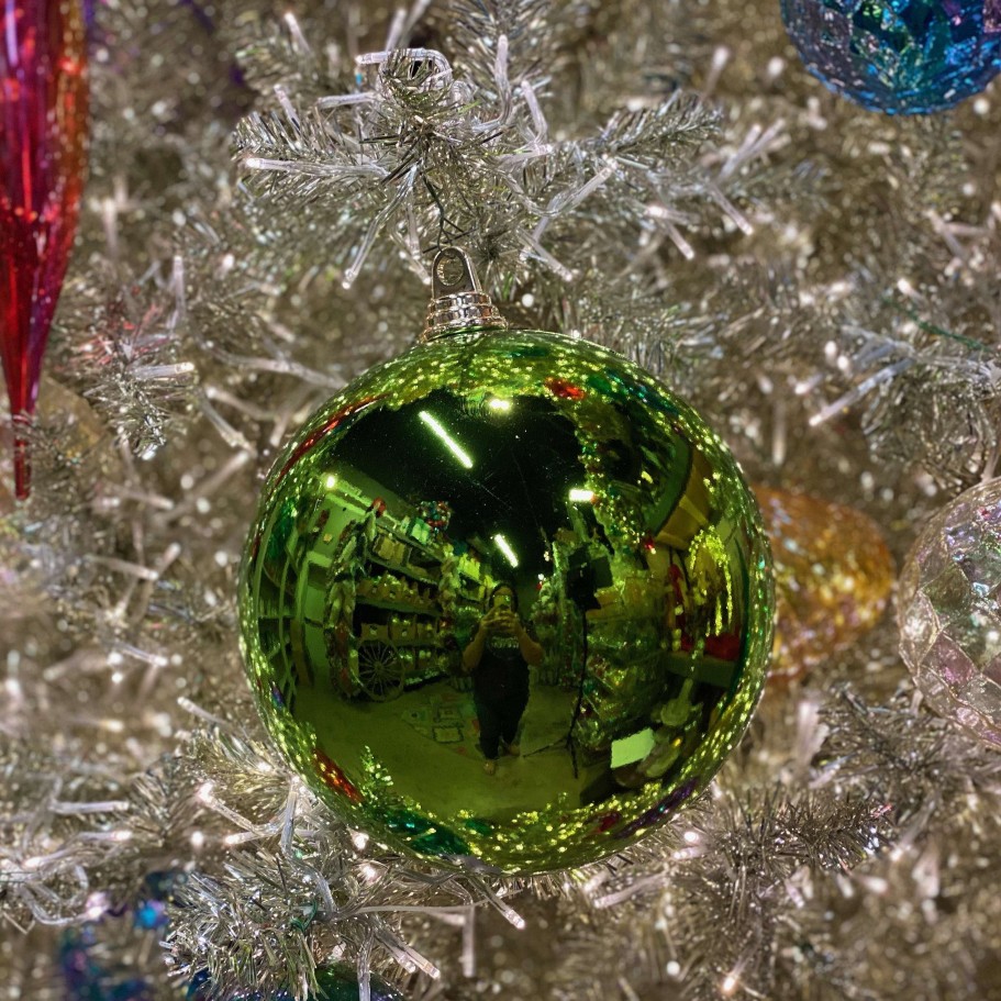 Farrisilk Mardi Gras | Lime Green Shiny Ball Ornament, 8"