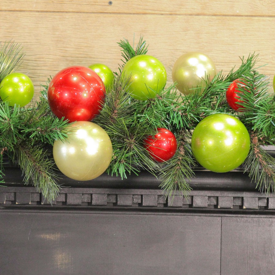 Farrisilk Garlands | Red, Lime, And Gold Ball Garland, 10'