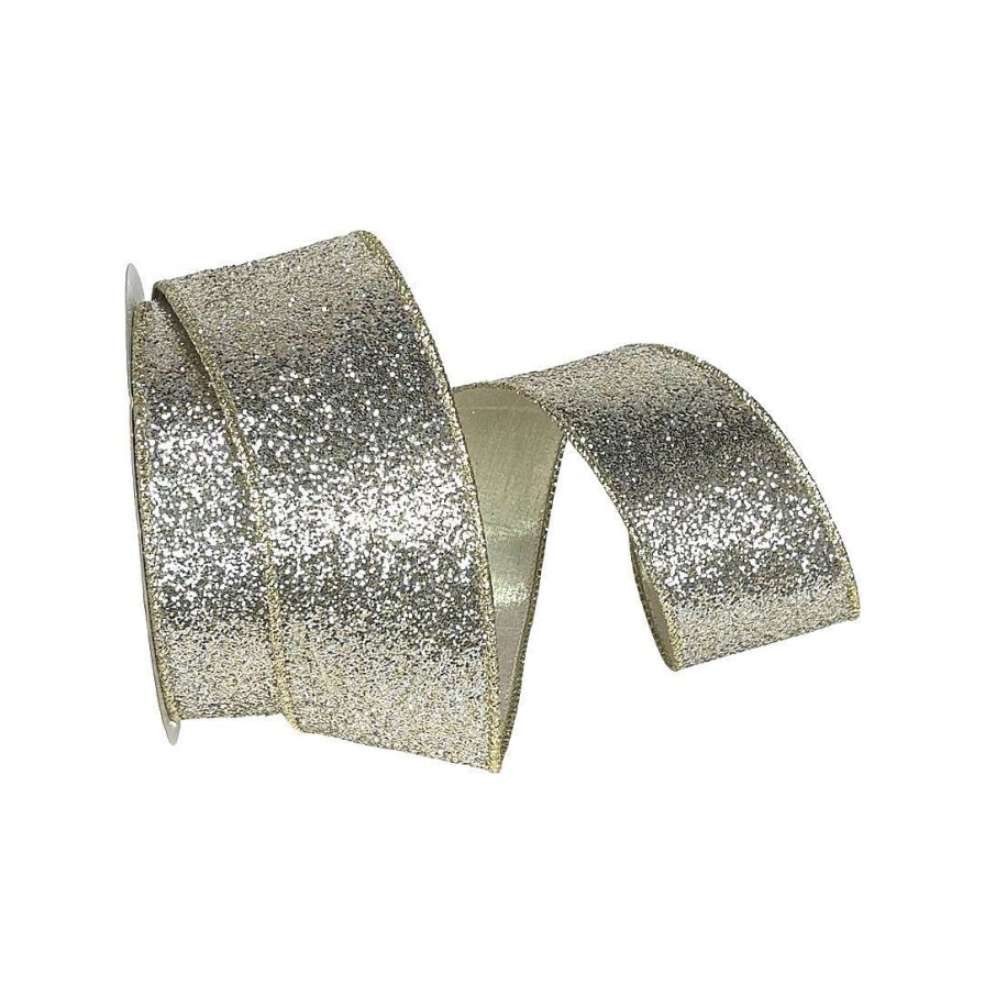 Farrisilk Ribbon | Platinum Glitter Magic Ribbon, 2.5" X 10Yd