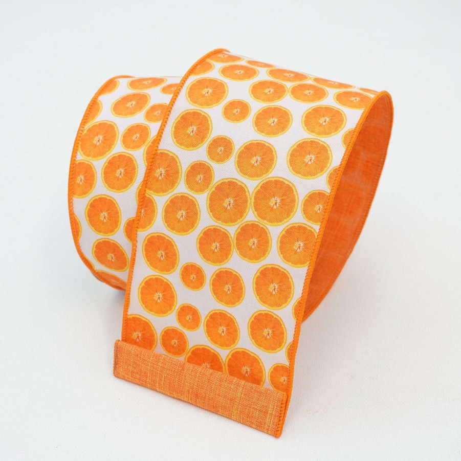 Farrisilk Ribbon | Orange Print Ribbon 2.5"X10Yd