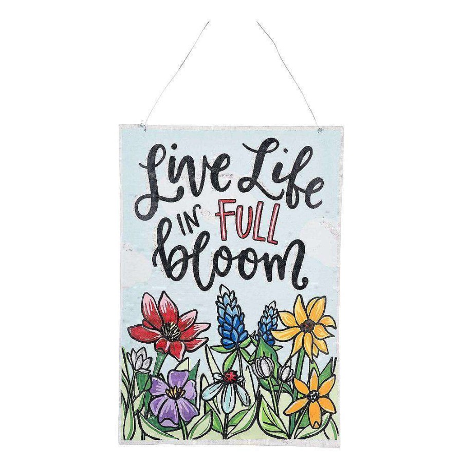 Glory Haus Door Decor | Live Life And "Welcome Friends" Reversible Spring Burlee