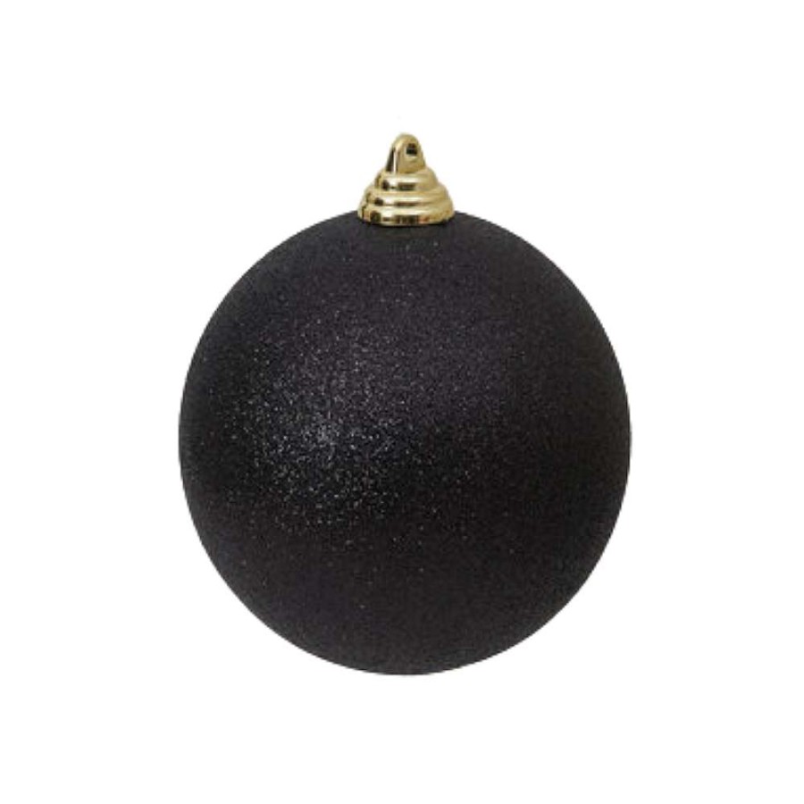 Farrisilk Ball Ornaments | Black Glitter Ball Ornament, 4"