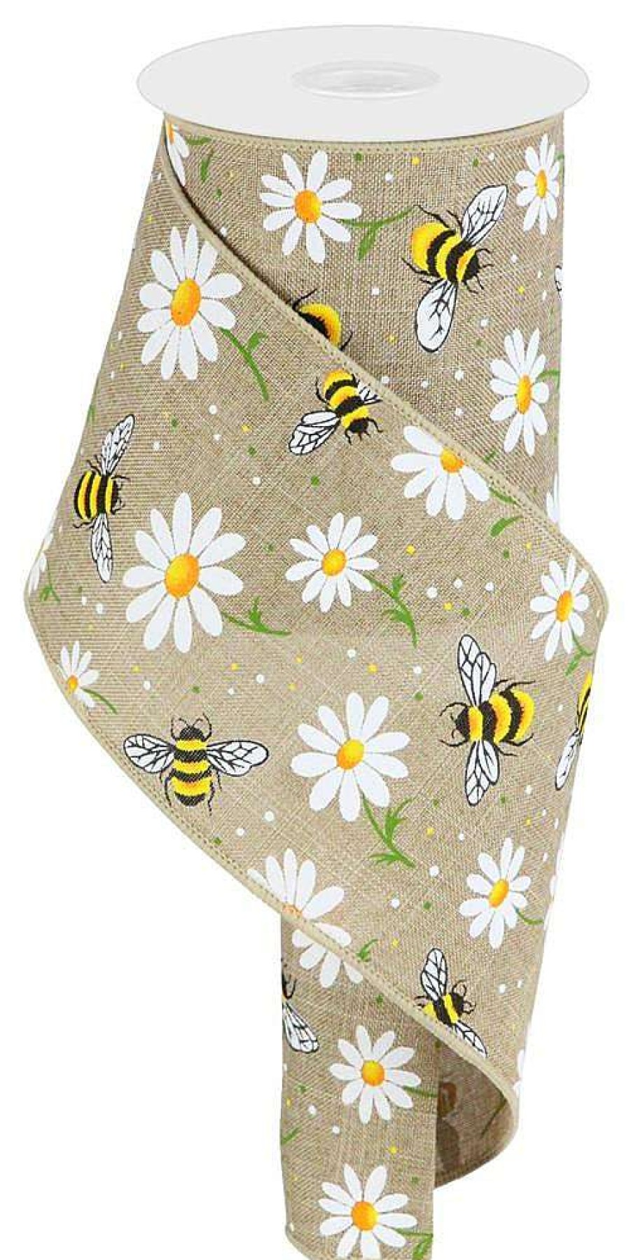 Craig Bachman Ribbon | Burlap Bee And Daisy Ribbon 4"X10Yd