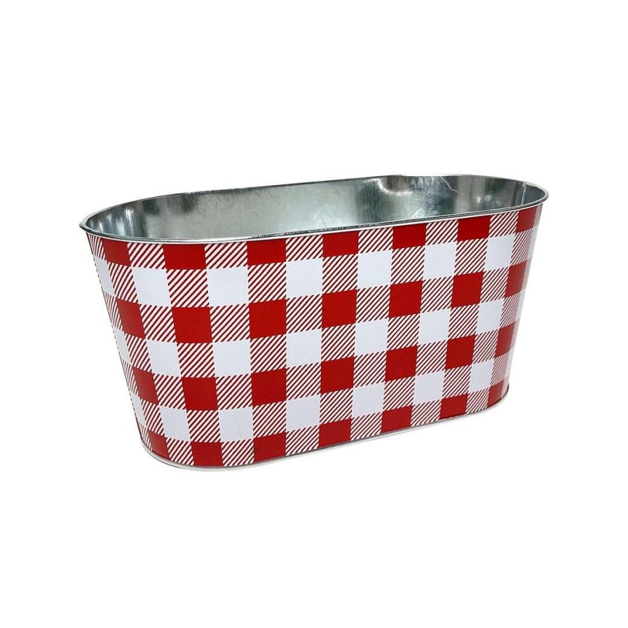 Craig Bachman Decorative Containers | Red And White Check Planter