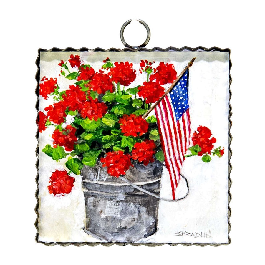 The Round Top Collection Wall Decor | Bucket Of Geraniums Mini Gallery Art