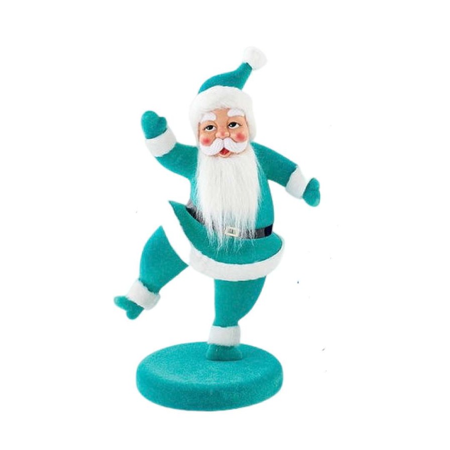 180 Degrees Figurines | Flocked Dancing Santa On Base