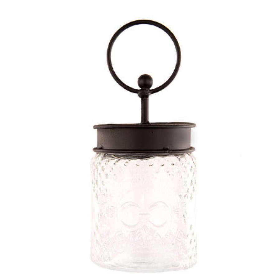 The Round Top Collection Kitchen & Dining | Embossed Glass Jar With Black Lid By The Round Top Collection