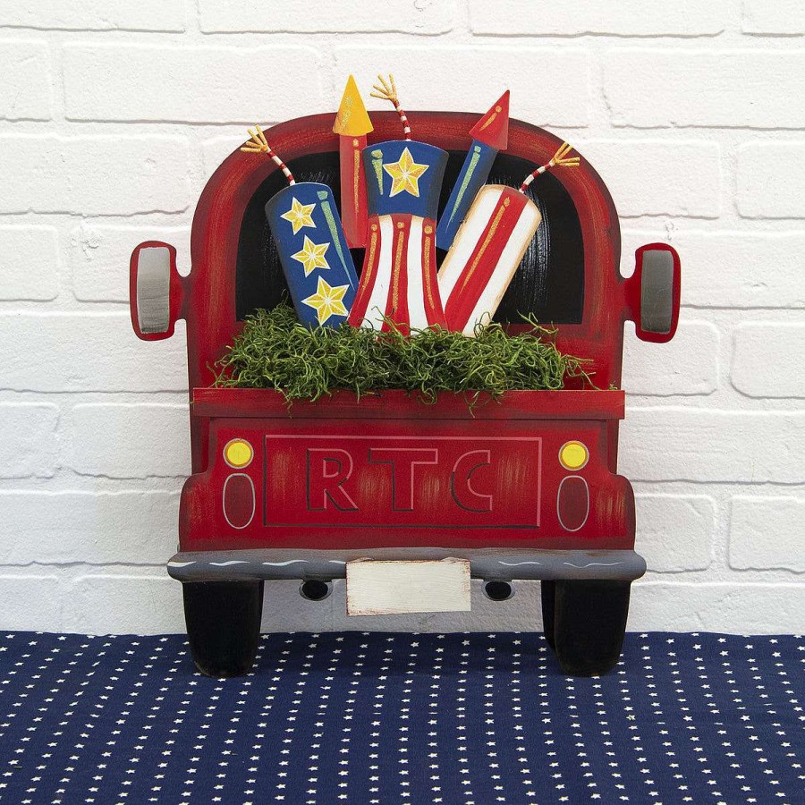 The Round Top Collection Home Accents | Red Truck Pocket, Back View