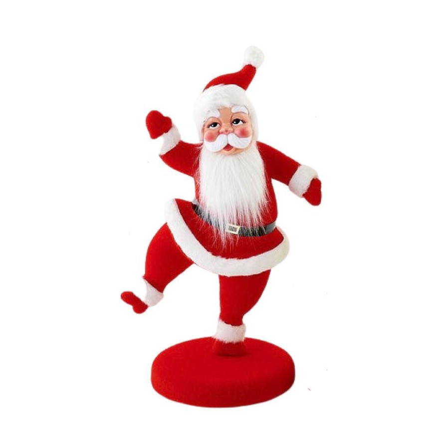 180 Degrees Focal Points | Flocked Dancing Santa On Base