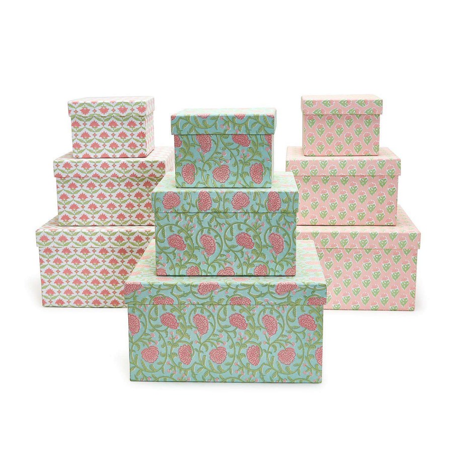 Two's Company Focal Points | Floral Block Print Nesting Boxes