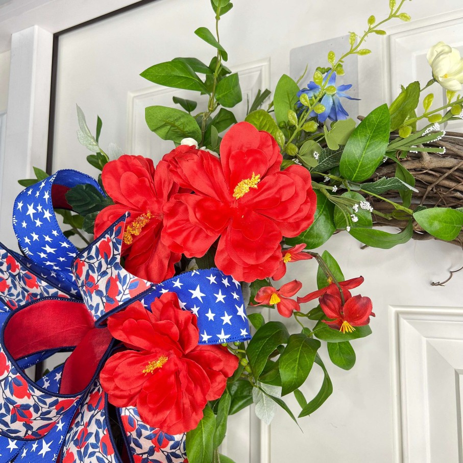 Miss Cayce's Door Decor | Blooming Patriotism Wreath