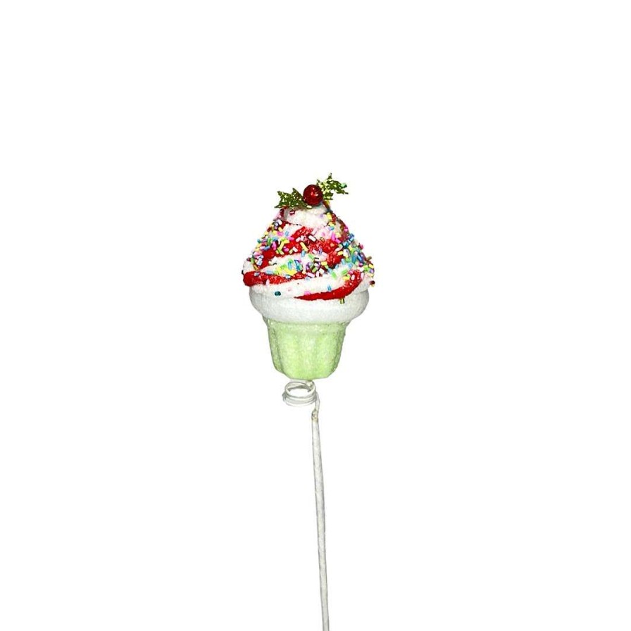 LIBERTY FLORAL Picks | Red And Green Chenille Cupcake Pick