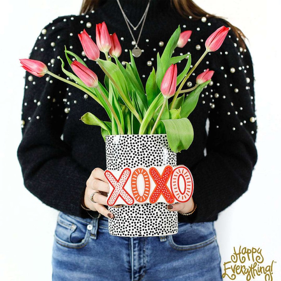 Happy Everything Diy Containers | Black Small Dot Big Oval Vase By Happy Everything!