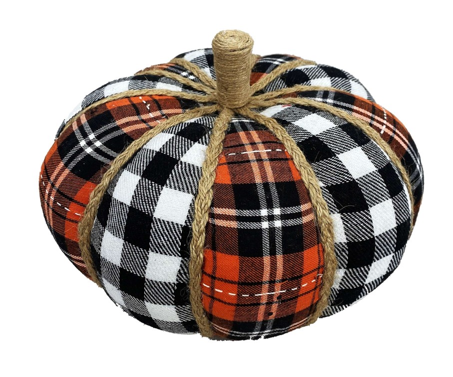 Liberty Floral Figurines | Plaid Fabric Pumpkin-Large