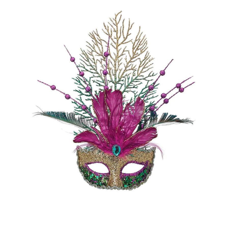 Regency Figurines | Glitter With Feathers Mardi Gras Mask