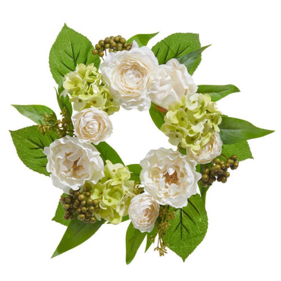 RAZ Spring | White Peony, Ranunculus, And Geranium Mini Wreath