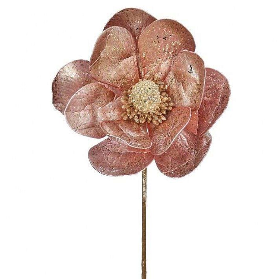 Regency Floral | Pink Metallic Magnolia Stem, 24"