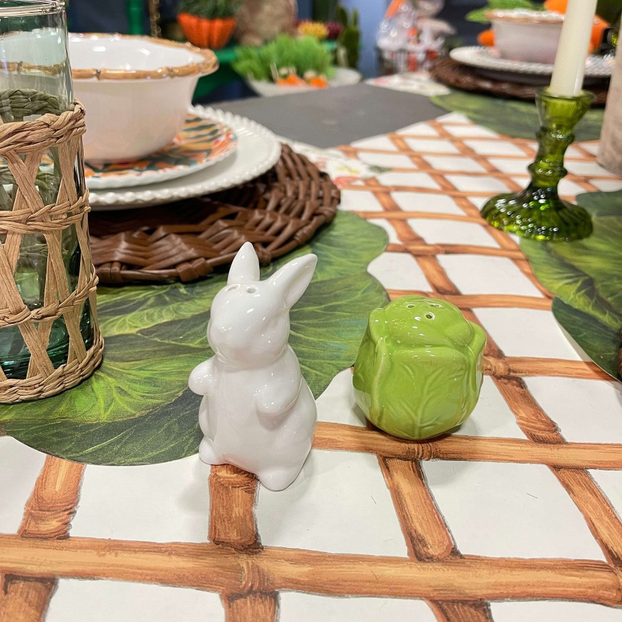 Two's Company Easter | Easter Bunny And Cabbage Leaf Salt And Pepper Shaker Set