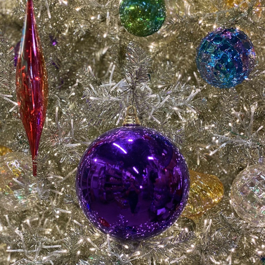 Farrisilk Mardi Gras | Purple Shiny Ball Ornament, 8"