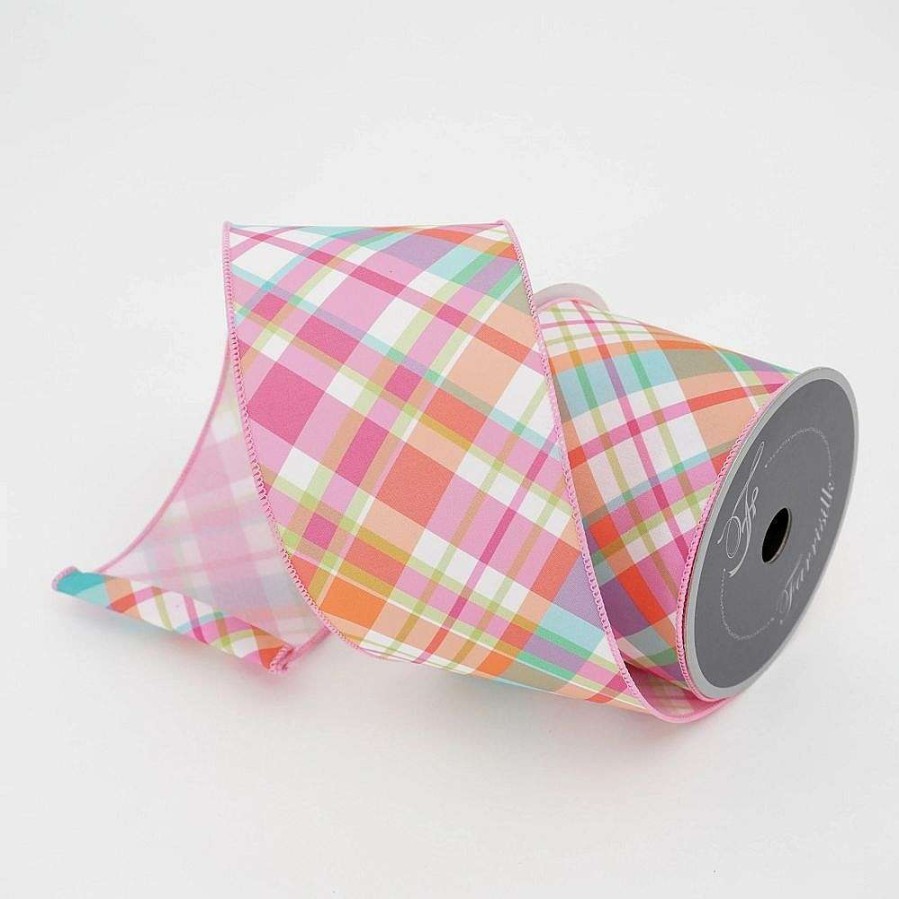 Farrisilk Ribbon | Multi-Colored Gumdrop Plaid Ribbon 4"X10Yd