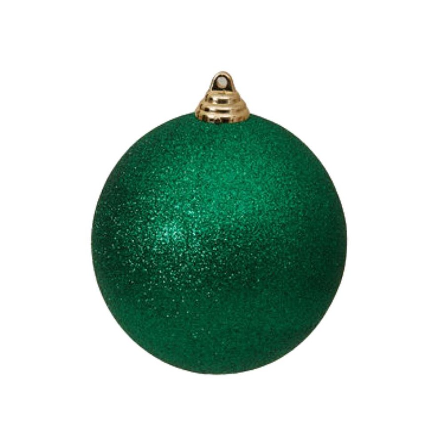 Farrisilk Ball Ornaments | Emerald Green Glitter Ball Ornament, 4"