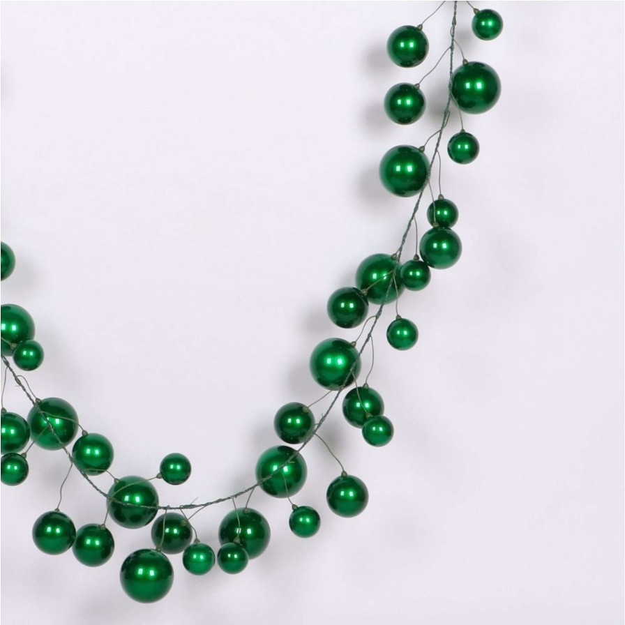 Farrisilk Garlands | 10' Emerald Candy Apple Ball Garland