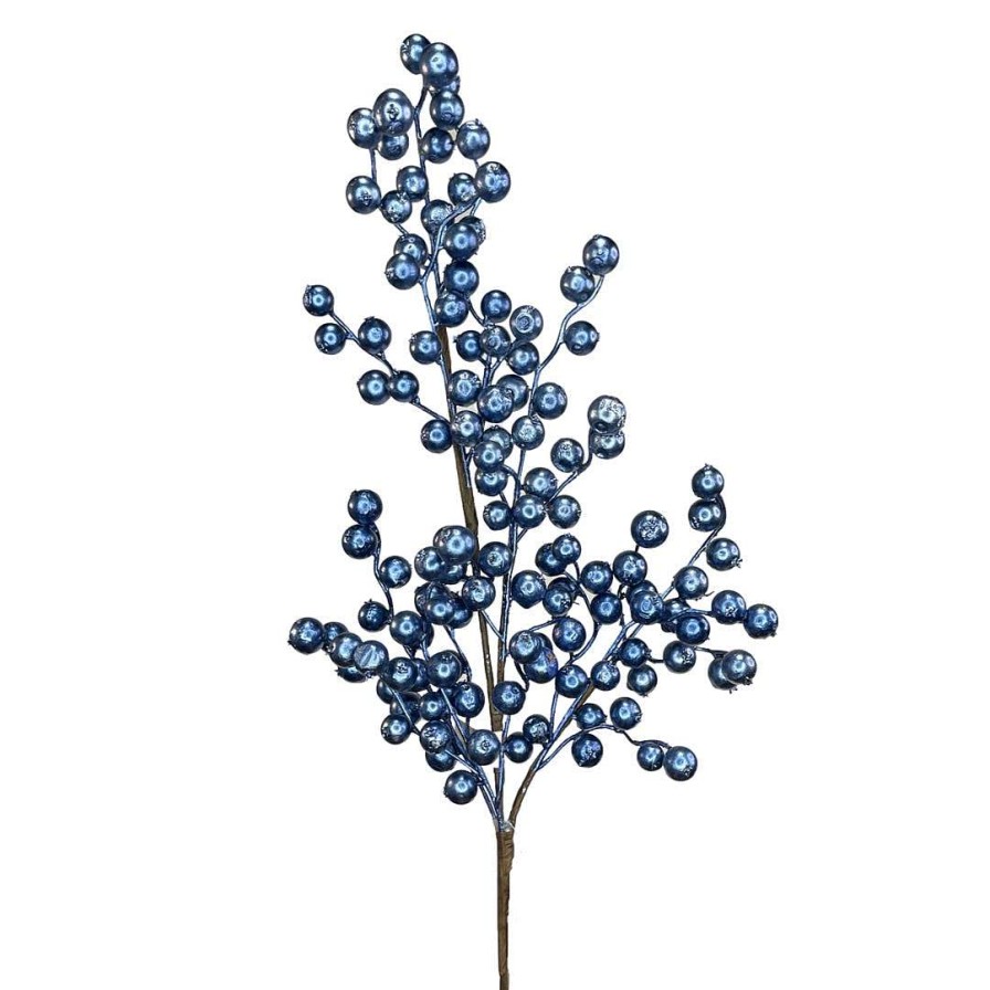 Direct Export Co. Floral | Blue Metallic Crabapple Spray