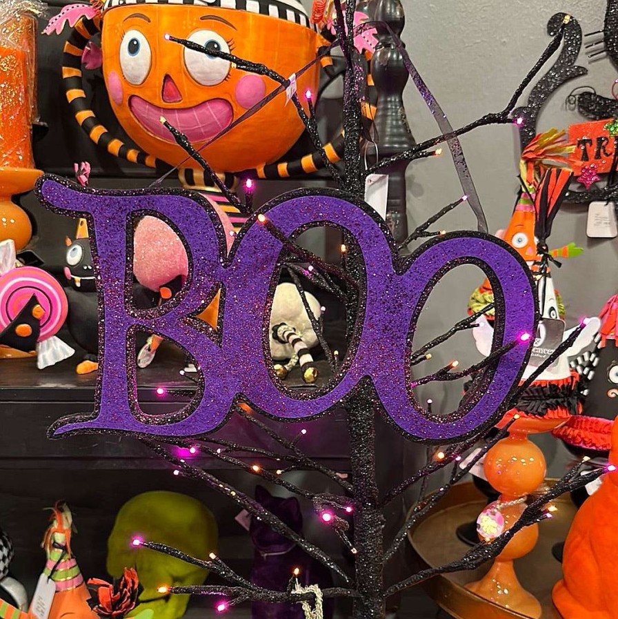 Craig Bachman Wall Decor | Purple Glitter Boo Sign