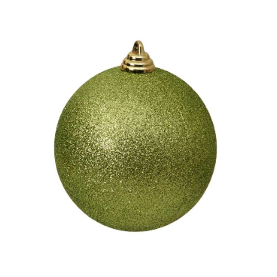 Farrisilk Mardi Gras | Lime Green Glitter Ball Ornament, 4"